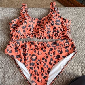 Cupshe Orange and Black Leopard Bikini Set